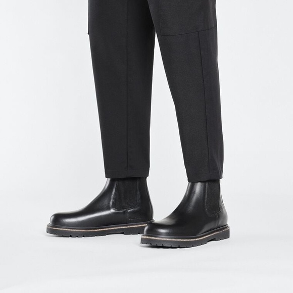 Birkenstock NEW Highwood Leather Boots Black Slip On Mens Size 13 - Picture 2 of 11